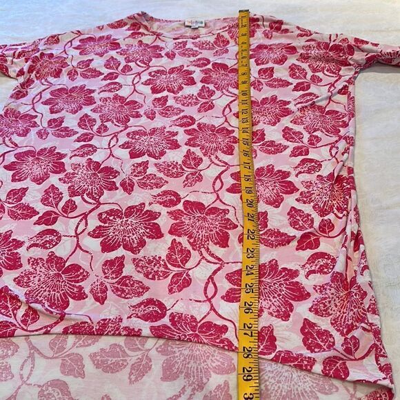 LuLaRoe buttery soft Irma tunic High Low Floral Size XXS Womens Pink White - Picture 6 of 8